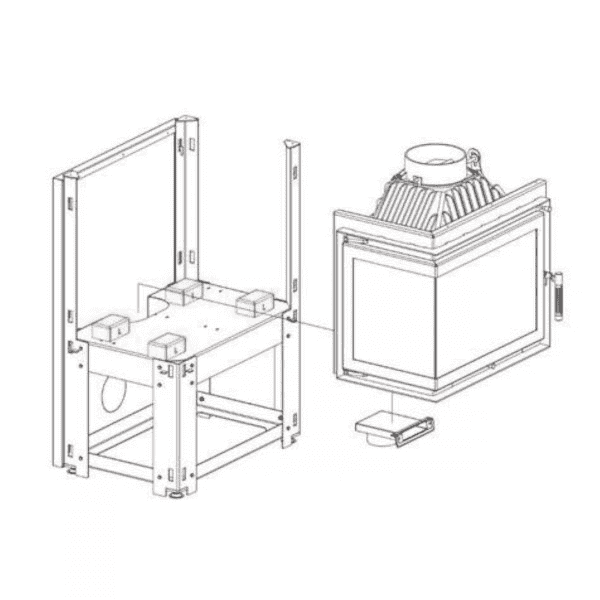 Kamin SIMPLE 8 rechts Holzofen mit Stahlgehäuse BOX - schwarz 187,4x78,7x54,7 cm